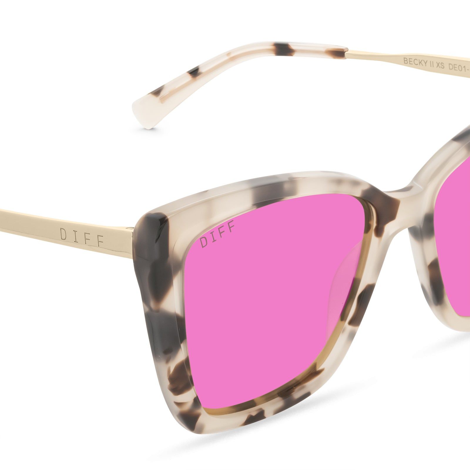 BECKY II XS - CREAM TORTOISE + PINK MIRROR SUNGLASSES sold by Diff Eyewear product image thumbnail 3