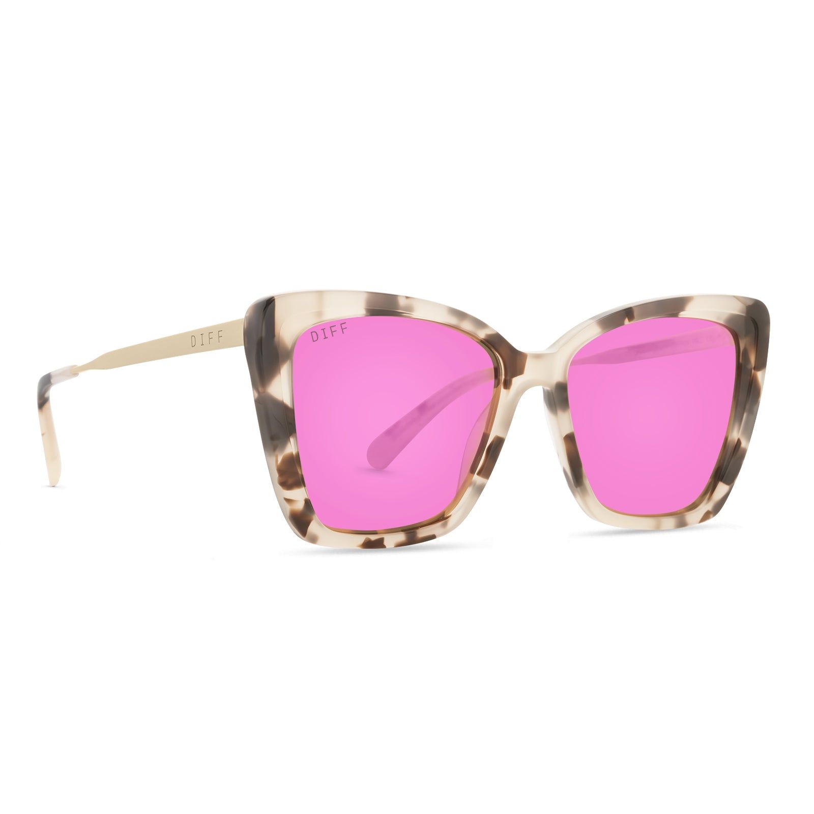 BECKY II XS - CREAM TORTOISE + PINK MIRROR SUNGLASSES sold by Diff Eyewear product image thumbnail 2