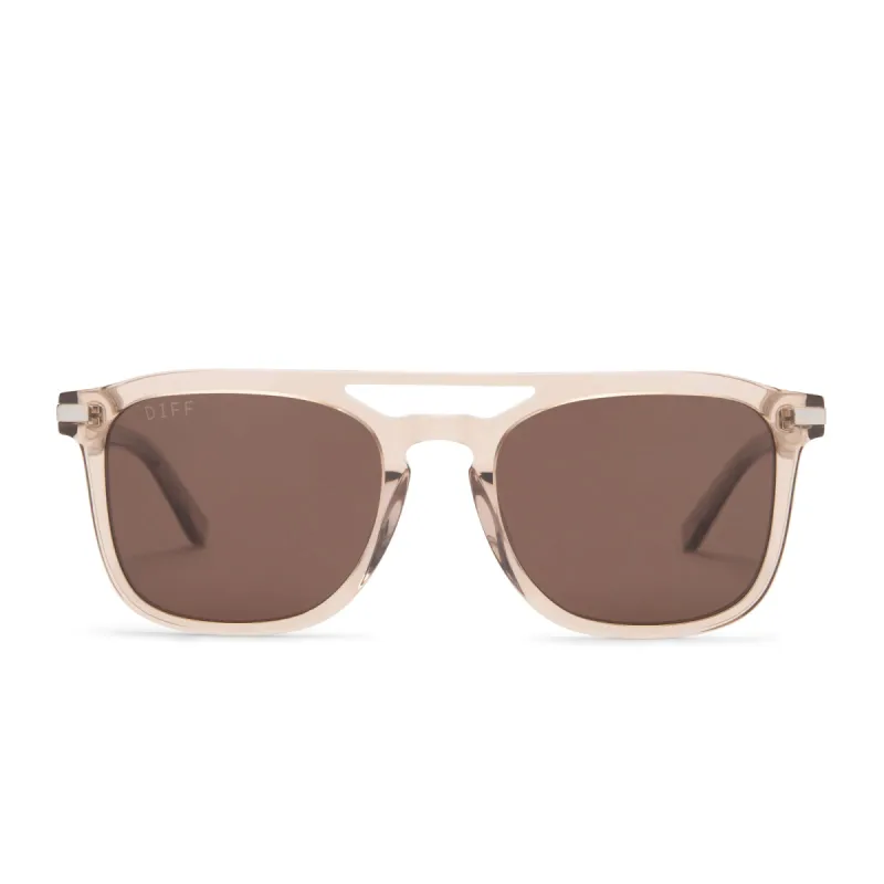 TANNER - VINTAGE CRYSTAL + BROWN POLARIZED SUNGLASSES sold by Diff Eyewear