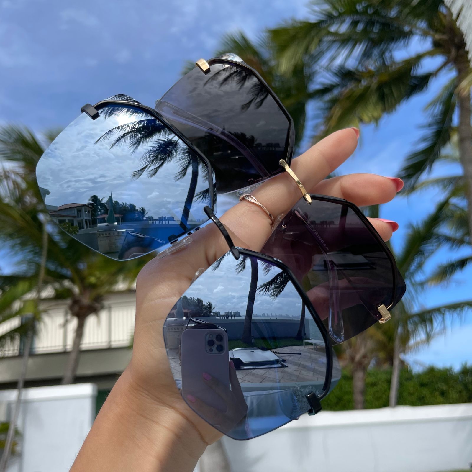 BREE - GOLD + GREY GRADIENT SHARP SUNGLASSES sold by Diff Eyewear product image thumbnail 5