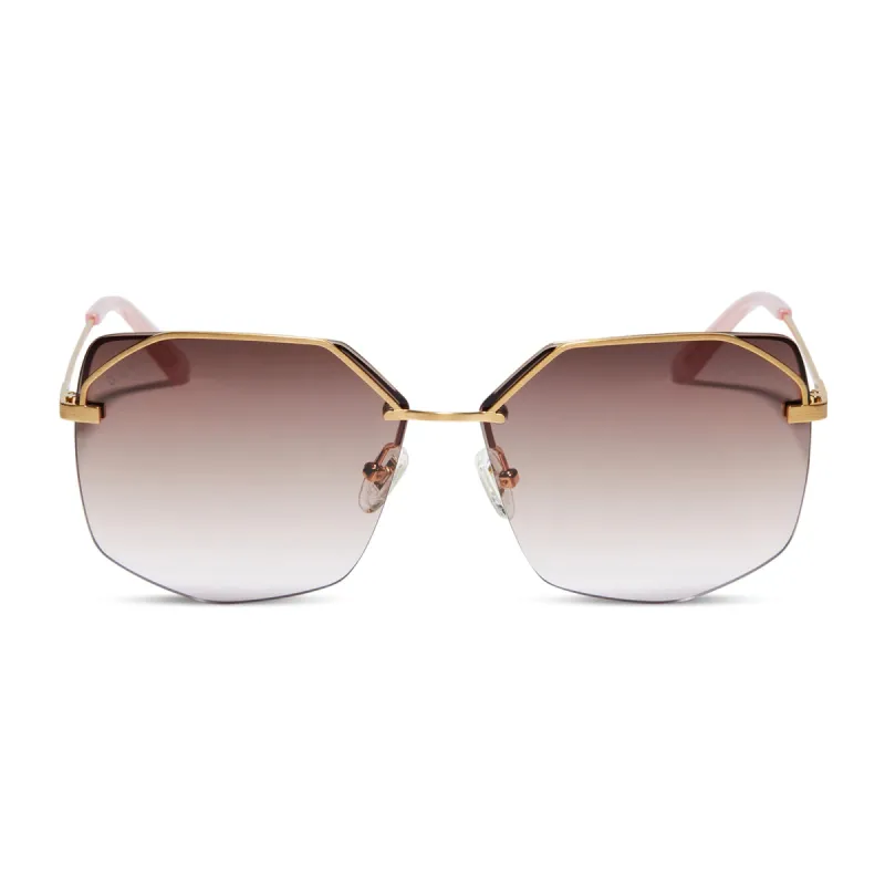 BREE - BRUSHED GOLD + TAUPE ROSE GRADIENT SUNGLASSES sold by Diff Eyewear