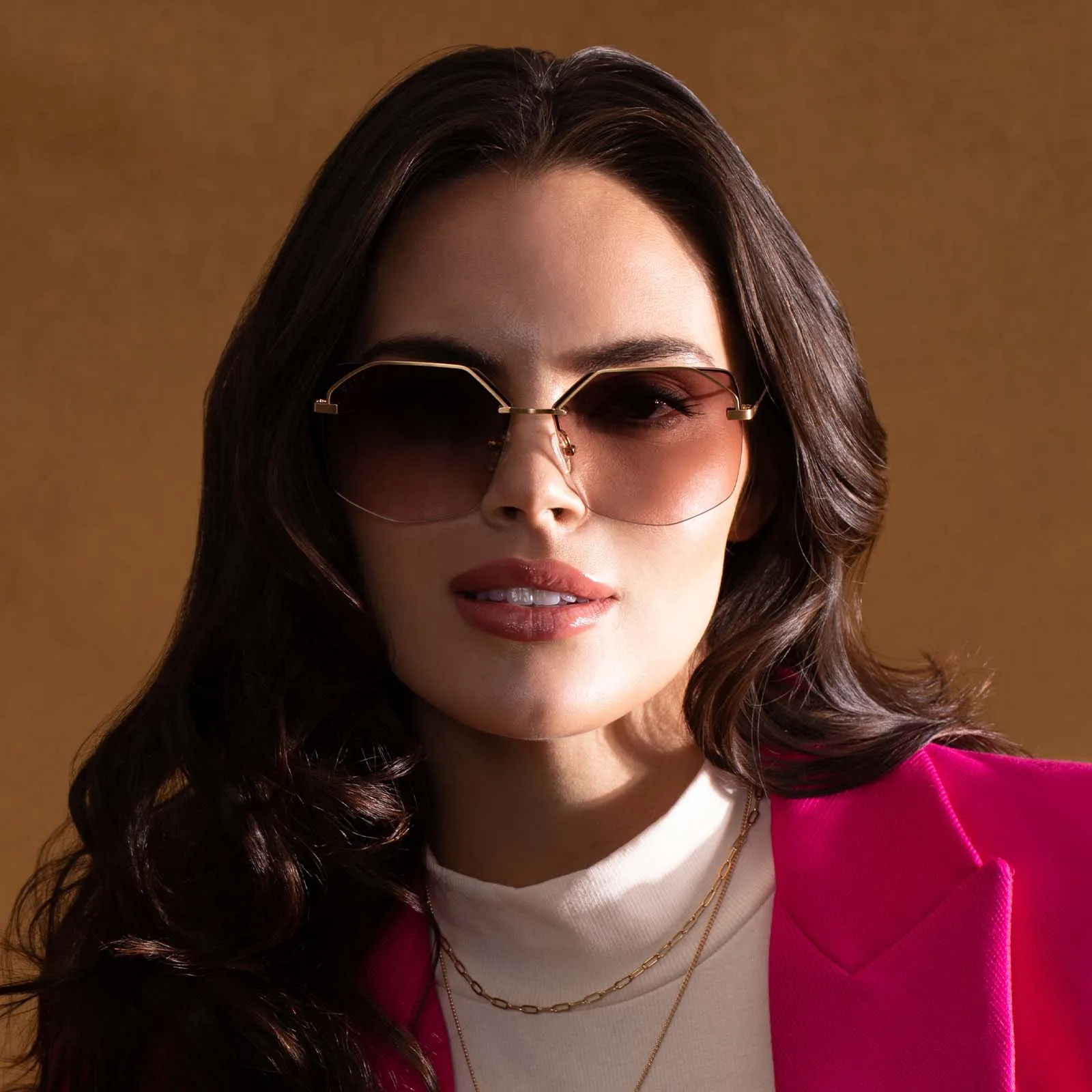 BREE - BRUSHED GOLD + TAUPE ROSE GRADIENT SUNGLASSES sold by Diff Eyewear product image thumbnail 5