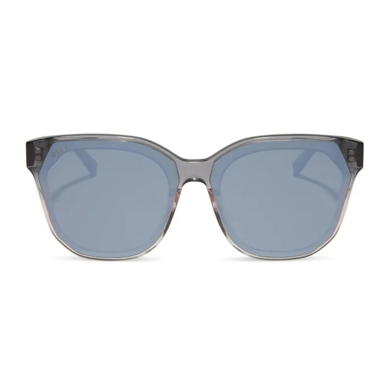 GIA - SMOKE ROSE CRYSTAL OMBRE + SILVER FLASH SUNGLASSES sold by Diff Eyewear
