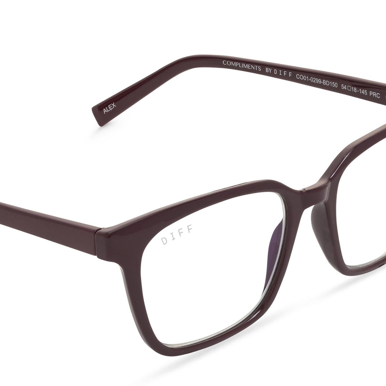 ALEX - BURGUNDY + BLUE LIGHT READERS sold by Diff Eyewear product image thumbnail 5