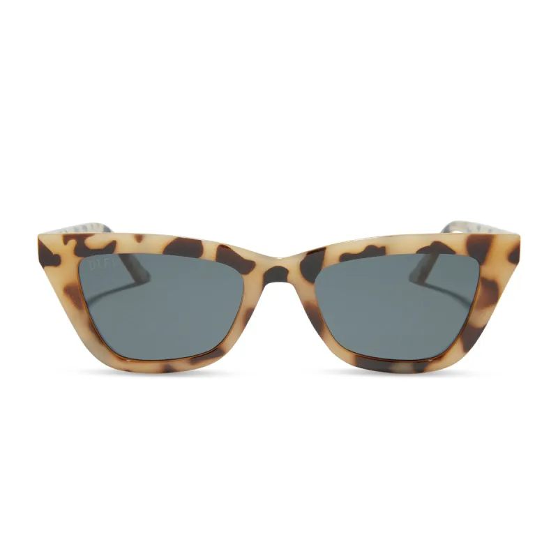 MADI NELSON - THE NOAH + CREAM TORTOISE + GREY + POLARIZED SUNGLASSES sold by Diff Eyewear