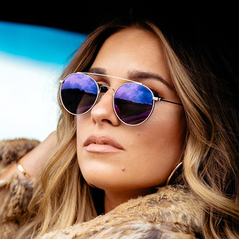 JESSIE JAMES DECKER - SKYE + BRUSHED SILVER + PURPLE GRADIENT POLARIZED SUNGLASSES sold by Diff Eyewear product image thumbnail 4