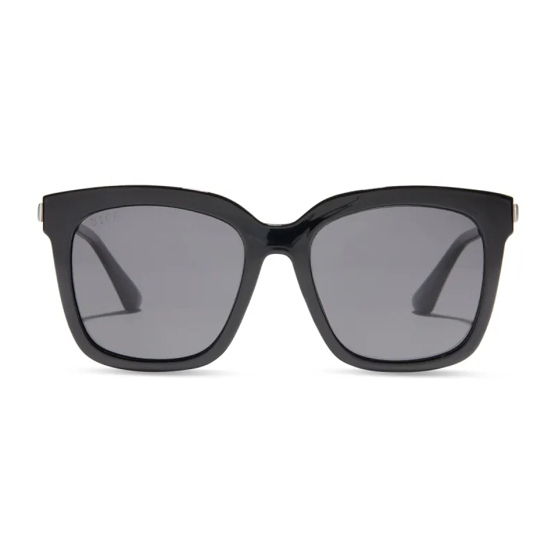 HAILEY - BLACK SILVER + SOLID GREY SUNGLASSES sold by Diff Eyewear