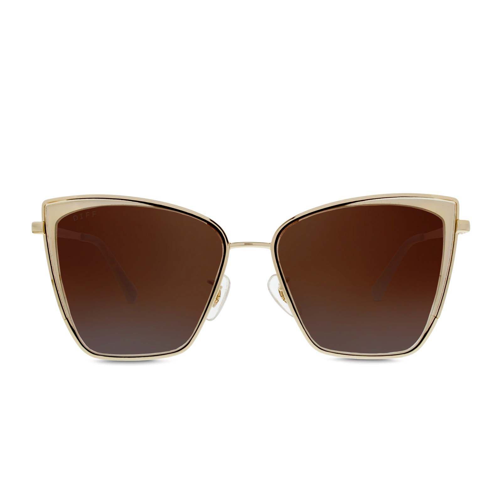 BECKY - BRUSHED GOLD + FLASH BROWN GRADIENT SUNGLASSES sold by Diff Eyewear