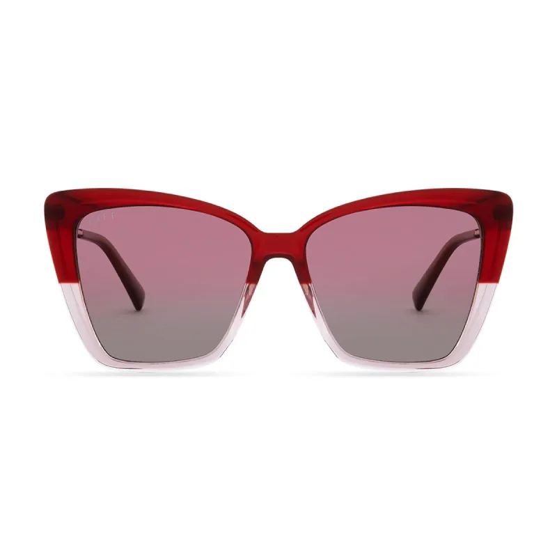 BECKY II - ROSEWOOD OMBRE + WINE GRADIENT SUNGLASSES sold by Diff Eyewear