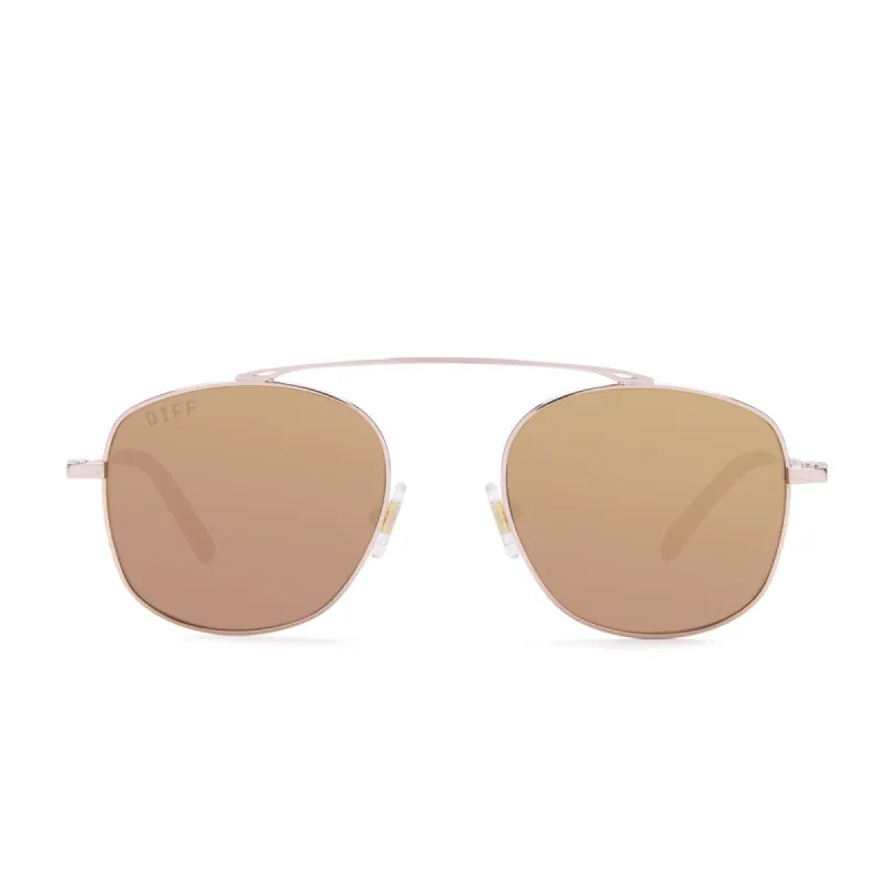ASHER - ROSE GOLD + BROWN MIRROR SUNGLASSES sold by Diff Eyewear