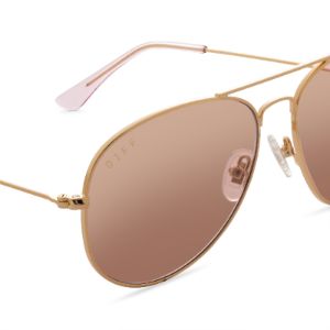 CRUZ - GOLD + CHERRY BLOSSOM MIRROR SUNGLASSES sold by Diff Eyewear