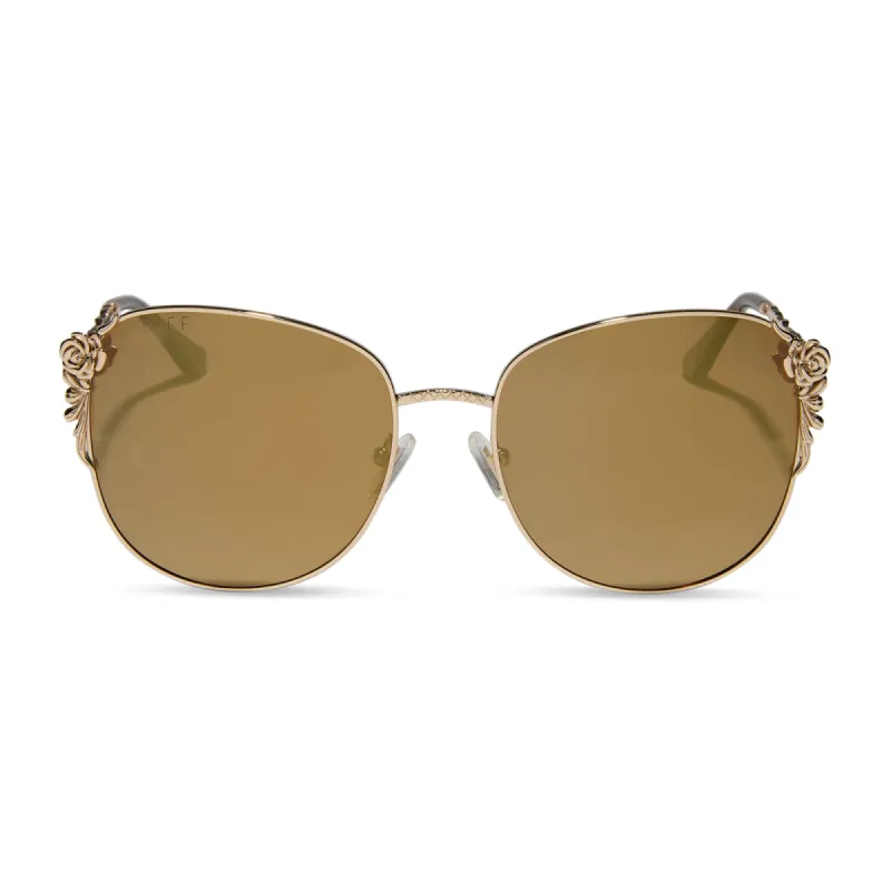 BELLE - GOLD + BROWN LENS W/ GOLD FLASH + POLARIZED SUNGLASSES sold by Diff Eyewear