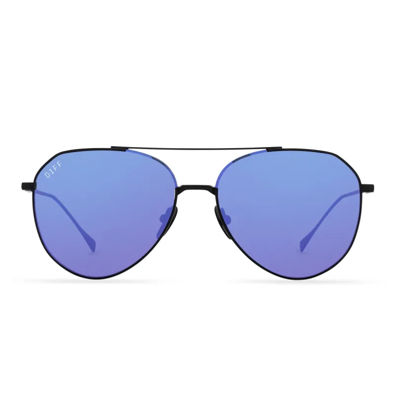 DASH XS - MATTE BLACK + PURPLE MIRROR + POLARIZED SUNGLASSES sold by Diff Eyewear