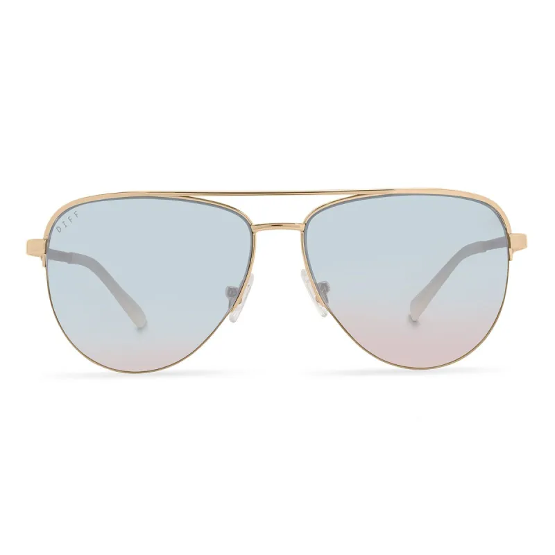 TATE - GOLD + BLUE TO LAVENDER FLASH SUNGLASSES sold by Diff Eyewear