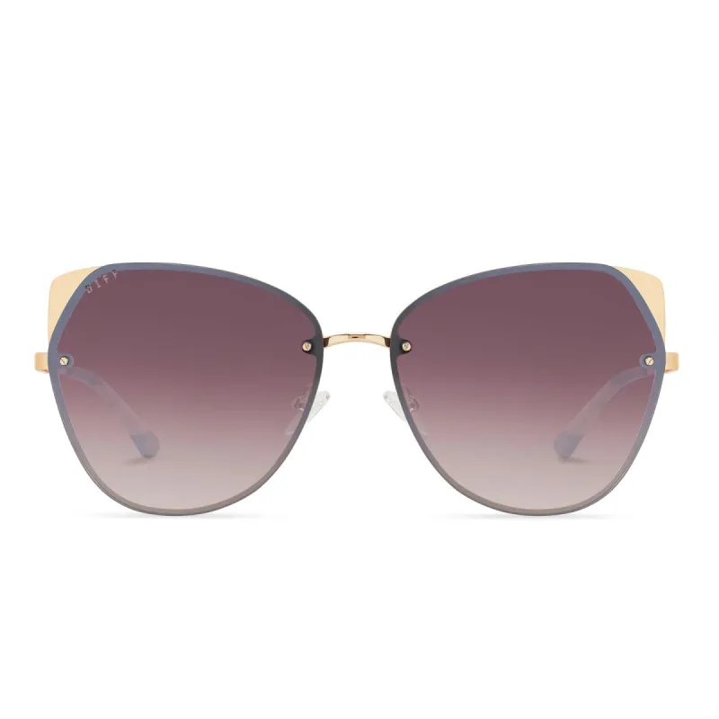 CORA - GOLD + BROWN GRADIENT MIRROR SUNGLASSES sold by Diff Eyewear
