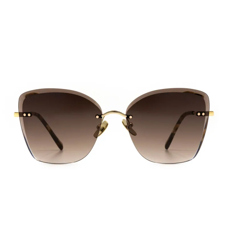 WILLOW - GOLD W/SEA TORTOISE TIPS + BROWN GRADIENT SUNGLASSES sold by Diff Eyewear