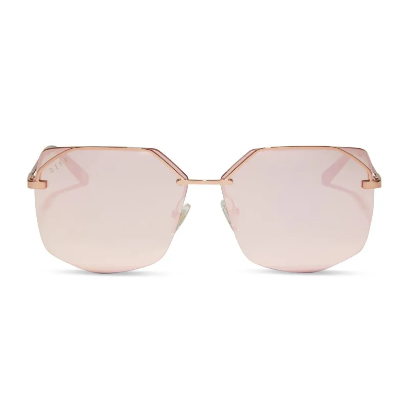 BREE - ROSE GOLD + CHERRY BLOSSOM MIRROR SUNGLASSES sold by Diff Eyewear