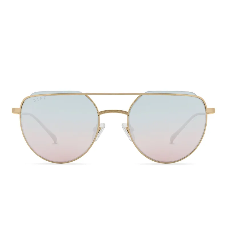 RAYNE - GOLD + BLUE TO LAVENDER FLASH SUNGLASSES sold by Diff Eyewear