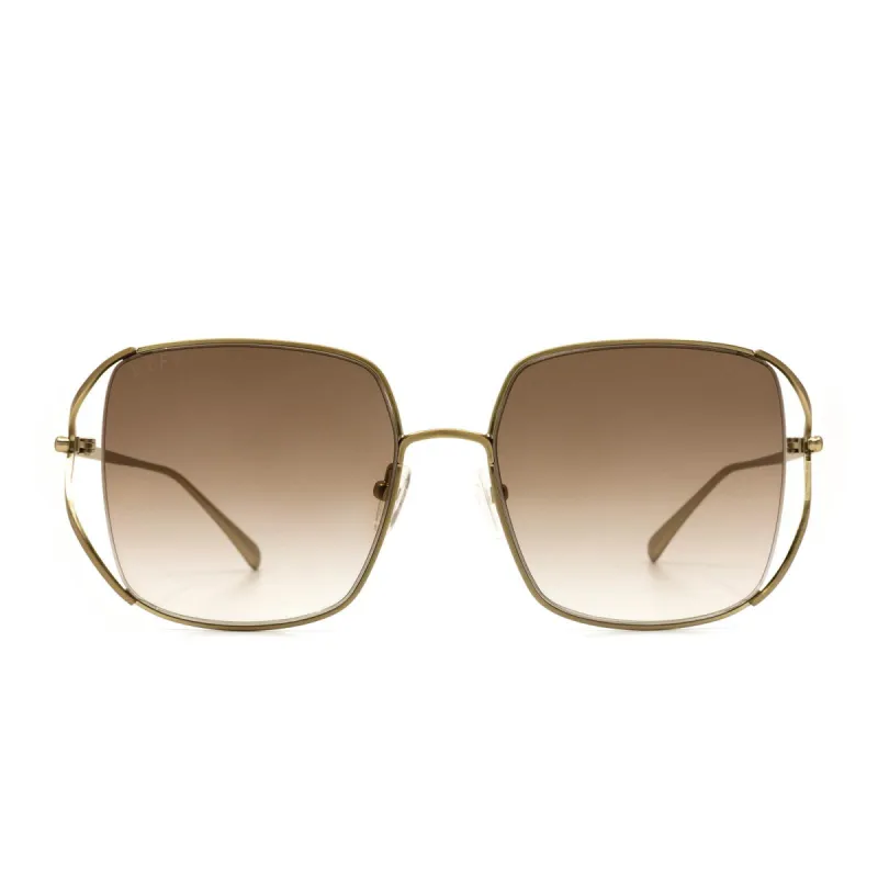 FRANKIE - BRUSHED GOLD + BROWN GRADIENT SUNGLASSES sold by Diff Eyewear