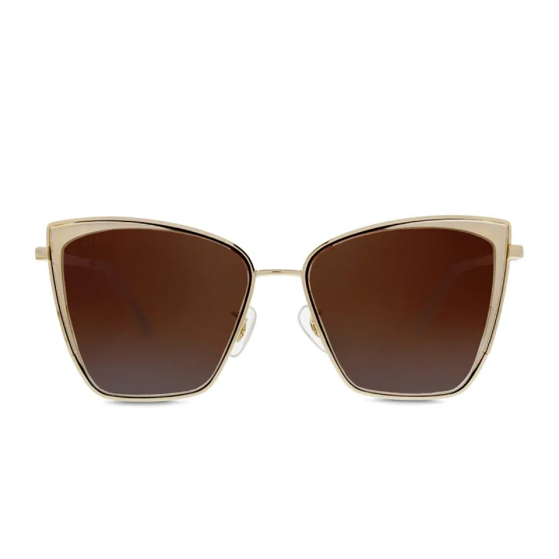 BECKY - BRUSHED GOLD + FLASH BROWN GRADIENT SUNGLASSES sold by Diff Eyewear
