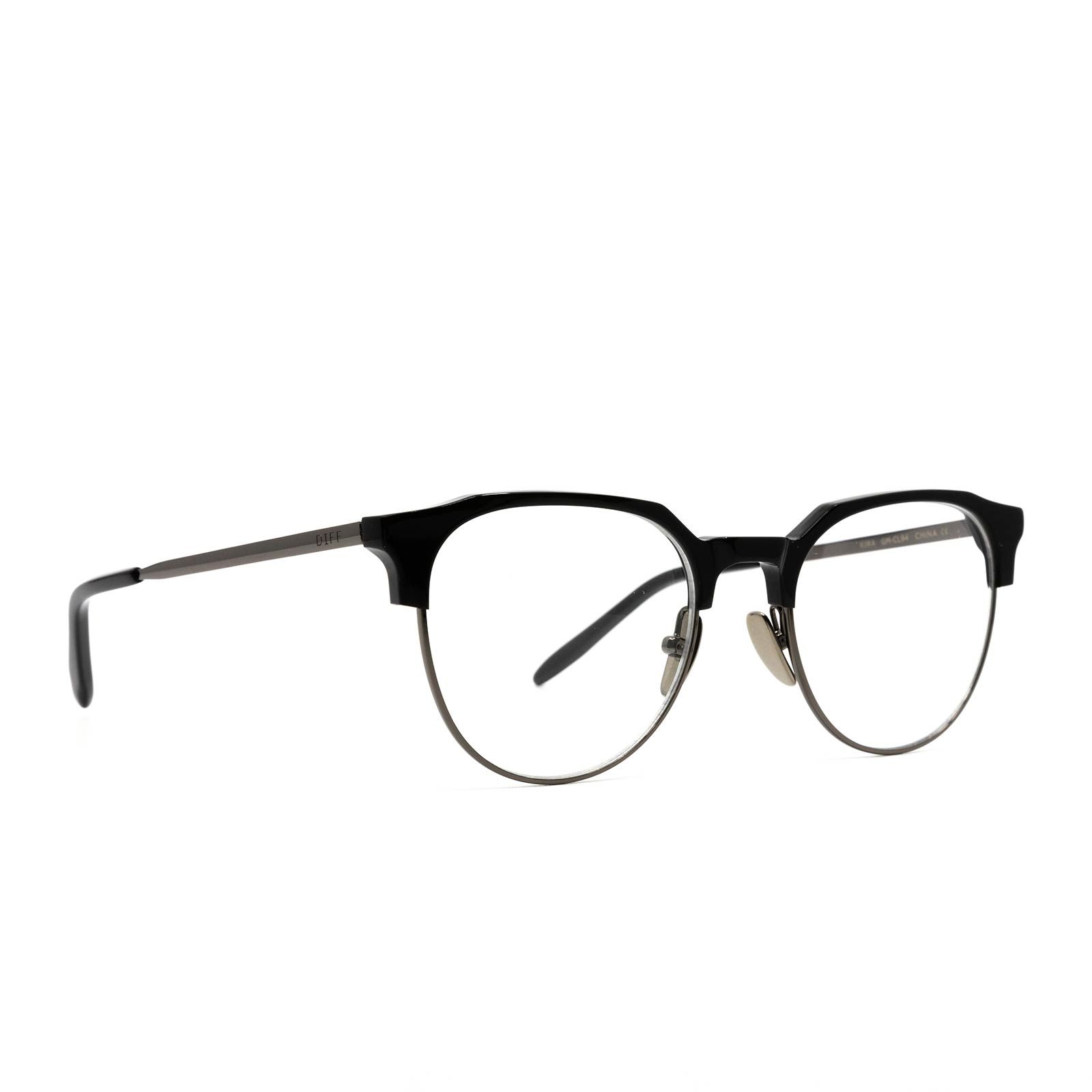 KIRA - GUNMETAL BLACK + CLEAR GLASSES sold by Diff Eyewear product image thumbnail 2