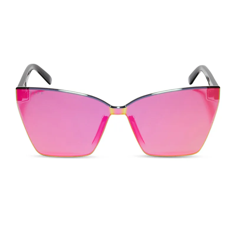 GOLDIE XS - BLACK + SUNSET MIRROR SUNGLASSES sold by Diff Eyewear