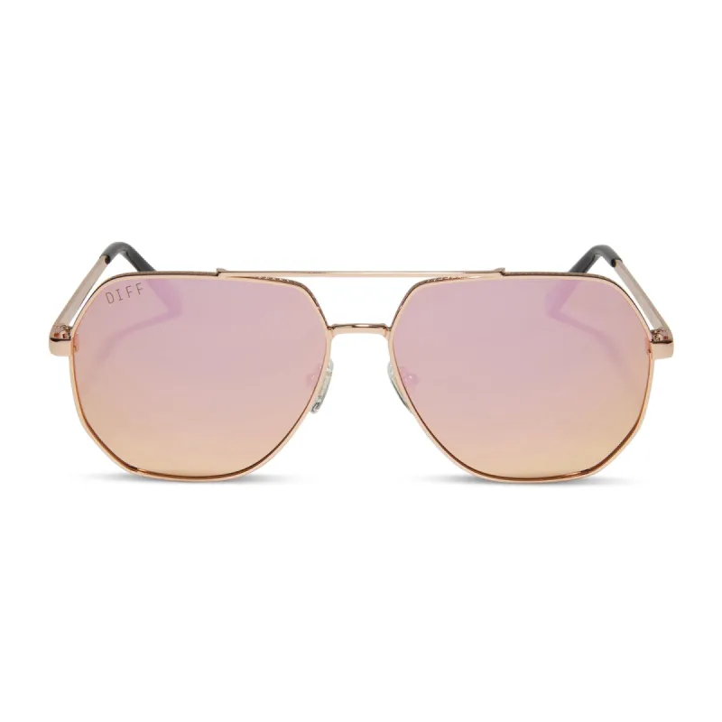 BEVERLIN - HENDRIX + ROSE GOLD + CHERRY BLOSSOM MIRROR + POLARIZED SUNGLASSES sold by Diff Eyewear
