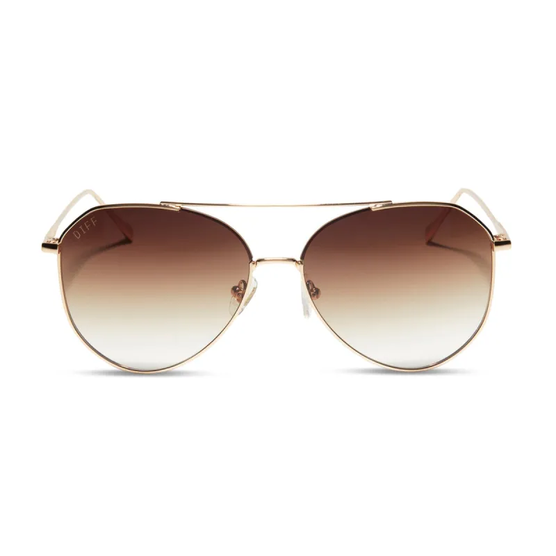 JANE - GOLD + BROWN GRADIENT SHARP SUNGLASSES sold by Diff Eyewear