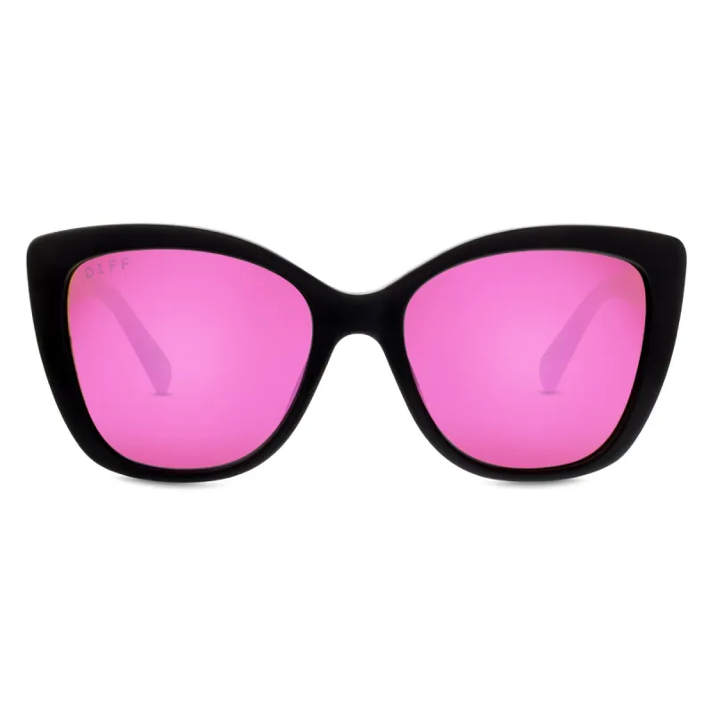 RUBY - BLACK + PINK MIRROR + POLARIZED SUNGLASSES sold by Diff Eyewear