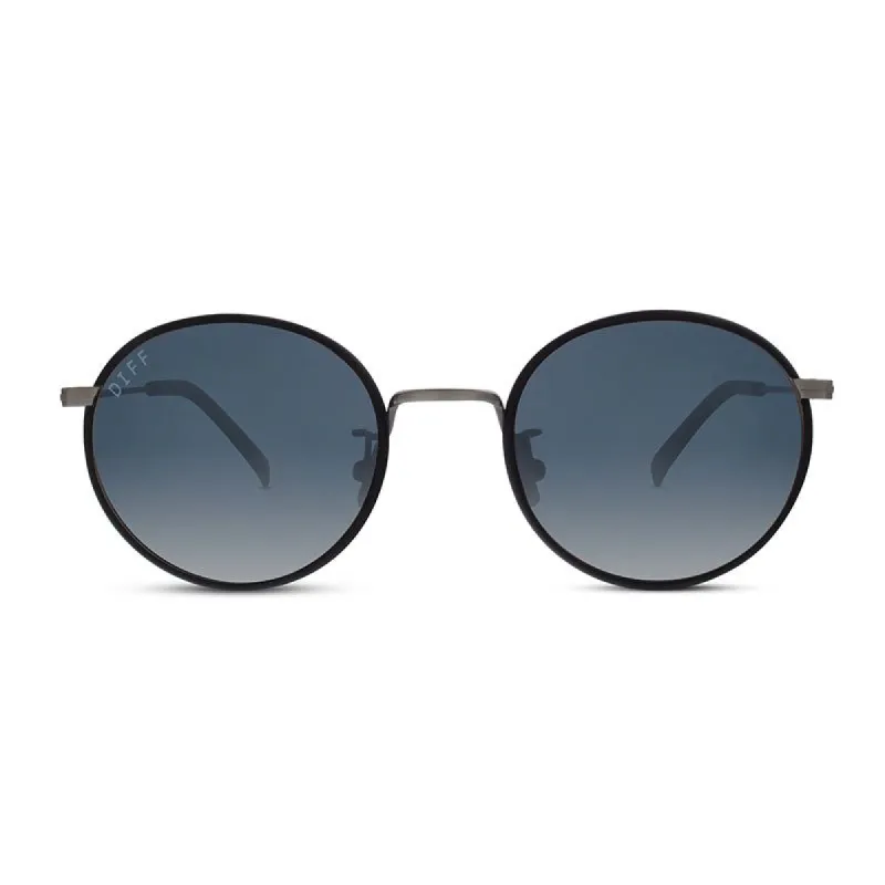 DAISY - ANTIQUE GUNMETAL BLACK + GREY MIRROR + POLARIZED SUNGLASSES sold by Diff Eyewear