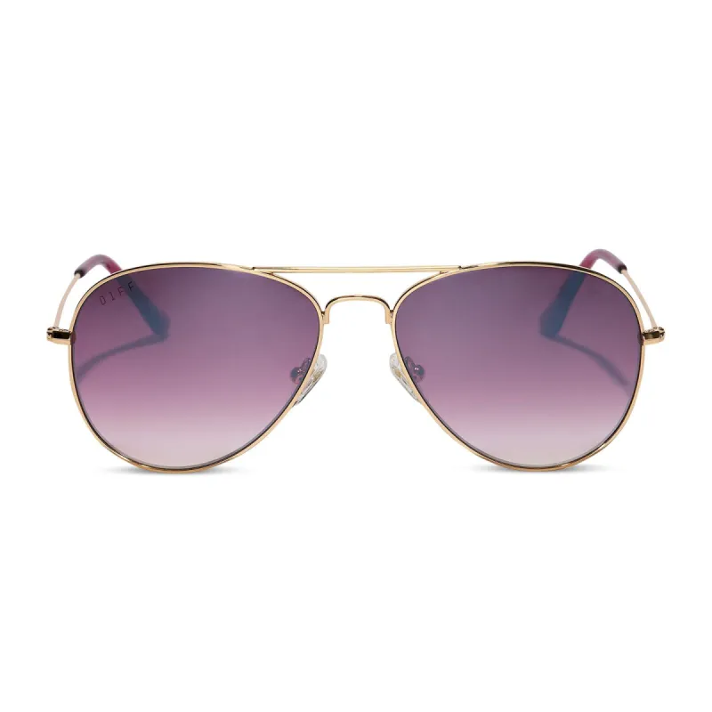 CRUZ - GOLD + WINE GRADIENT FLASH SUNGLASSES sold by Diff Eyewear