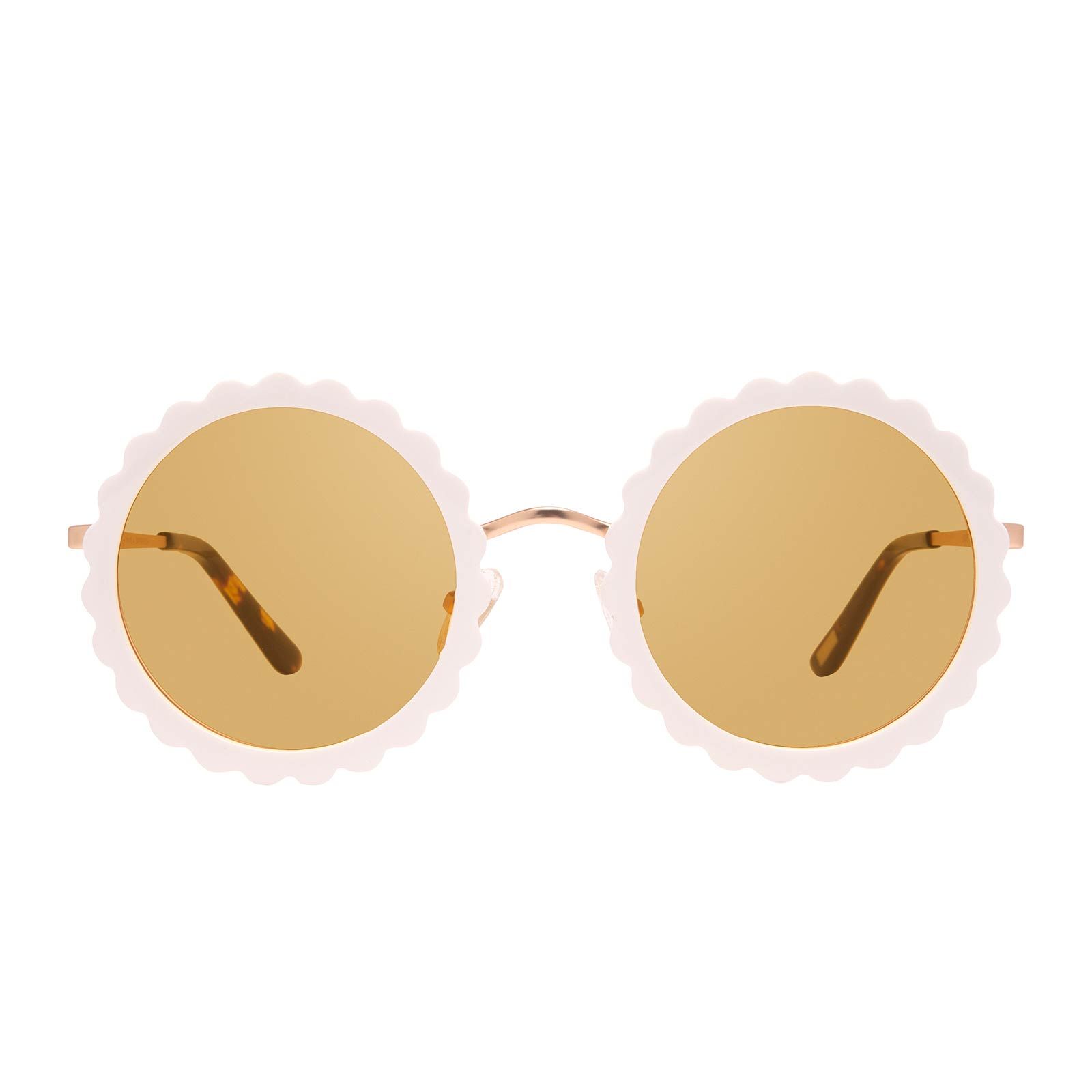 DIXIE - BRUSHED GOLD WHITE FLOWER + YELLOW SUNGLASSES sold by Diff Eyewear