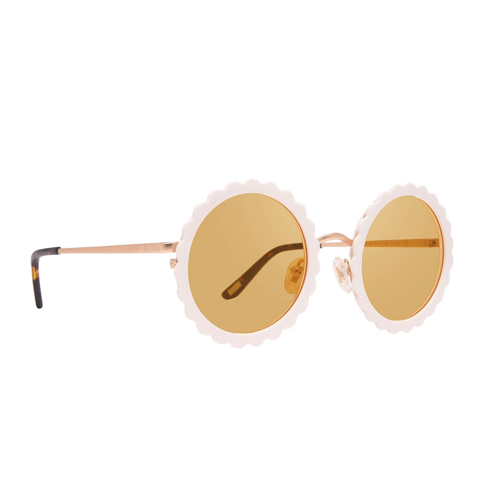 DIXIE - BRUSHED GOLD WHITE FLOWER + YELLOW SUNGLASSES sold by Diff Eyewear product image thumbnail 2