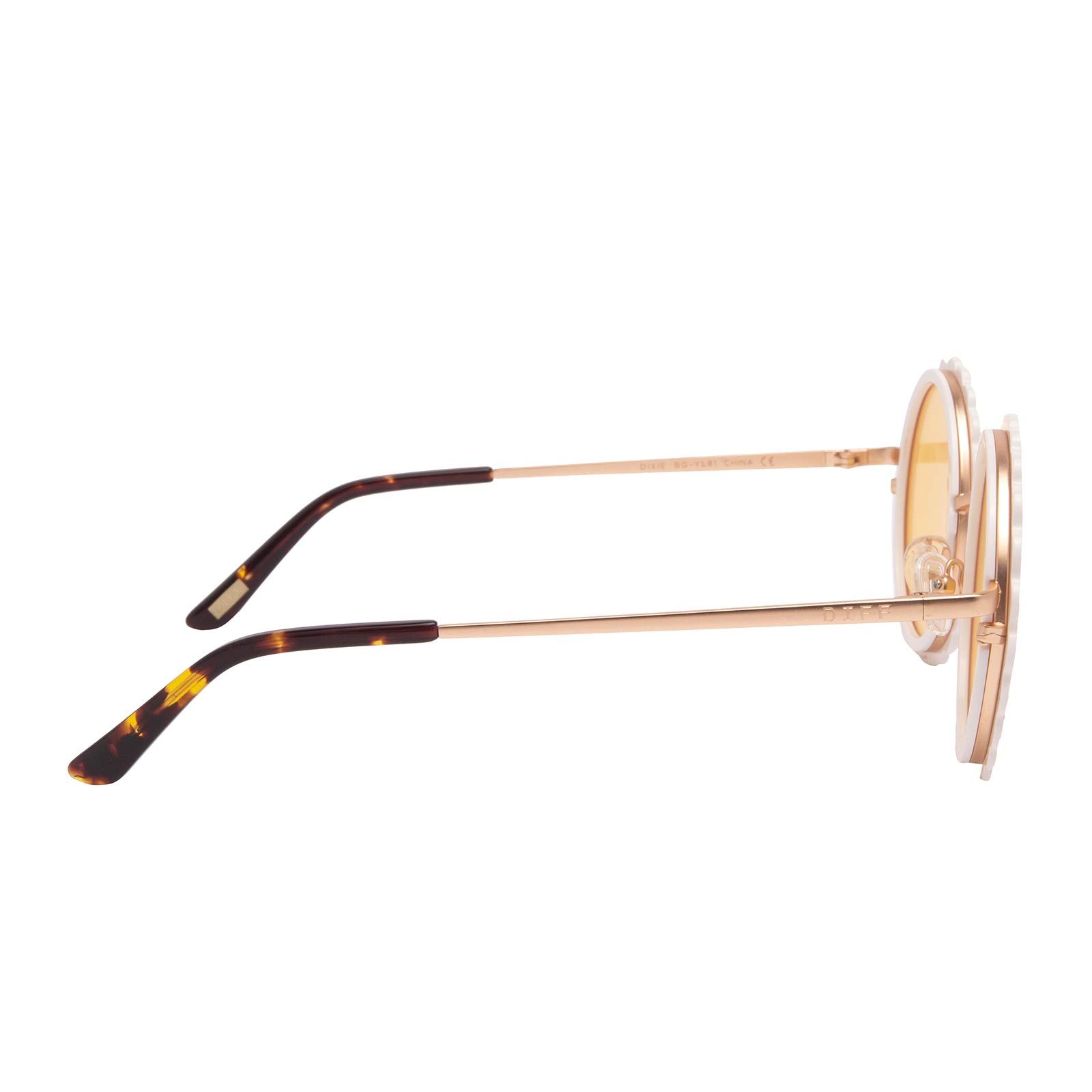 DIXIE - BRUSHED GOLD WHITE FLOWER + YELLOW SUNGLASSES sold by Diff Eyewear product image thumbnail 3
