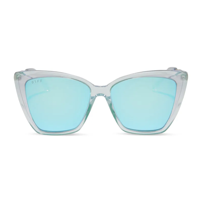 BECKY II - OPALESCENT TURQUOISE + TURQUOISE ICE MIRROR SUNGLASSES sold by Diff Eyewear