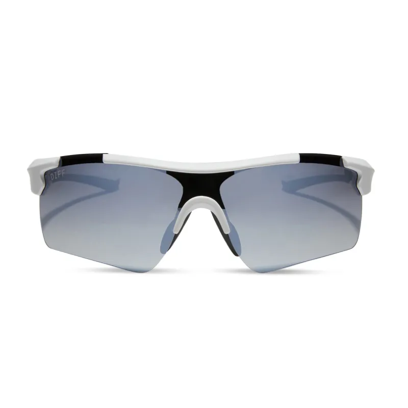 BLITZ - MATTE WHITE + GREY GRADIENT W/ SILVER FLASH + POLARIZED SUNGLASSES sold by Diff Eyewear