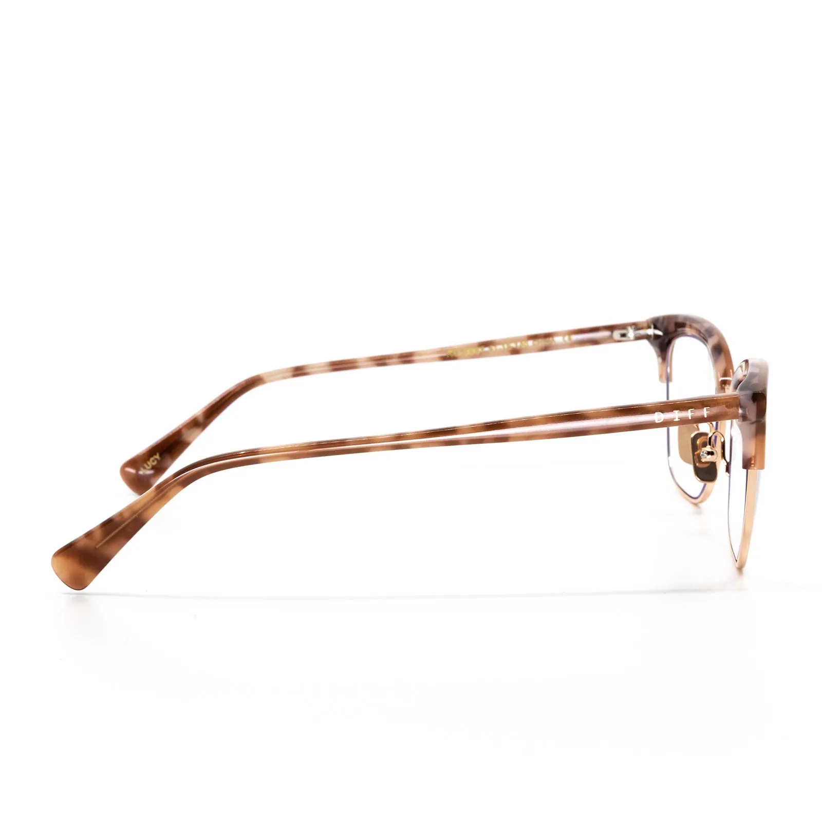 LUCY - ROSE GOLD + PLUM TORTOISE +BLUE LIGHT TECHNOLOGY CLEAR GLASSES sold by Diff Eyewear product image thumbnail 3