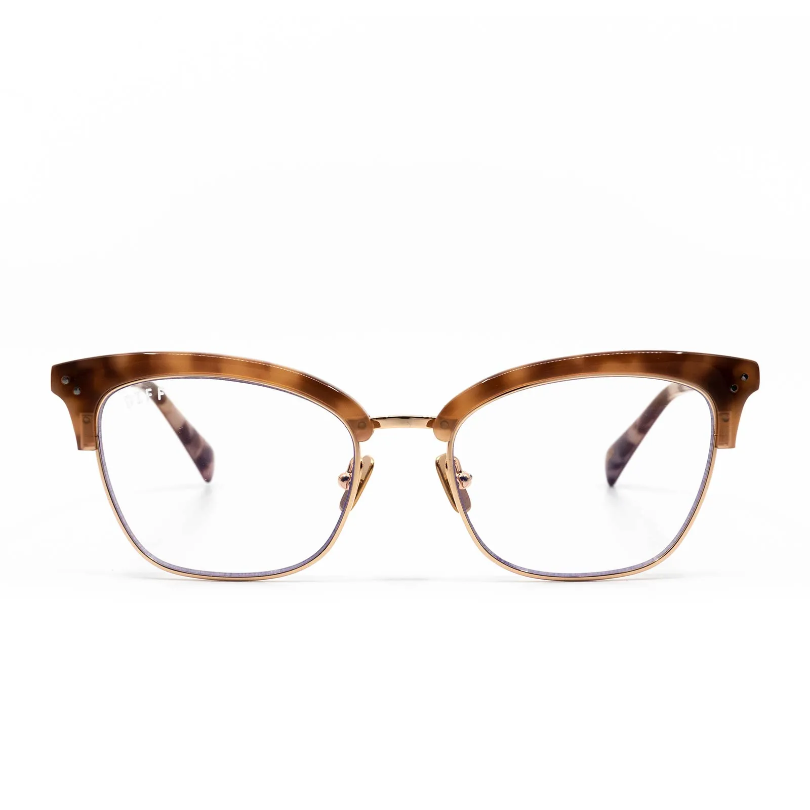 LUCY - ROSE GOLD + PLUM TORTOISE +BLUE LIGHT TECHNOLOGY CLEAR GLASSES sold by Diff Eyewear