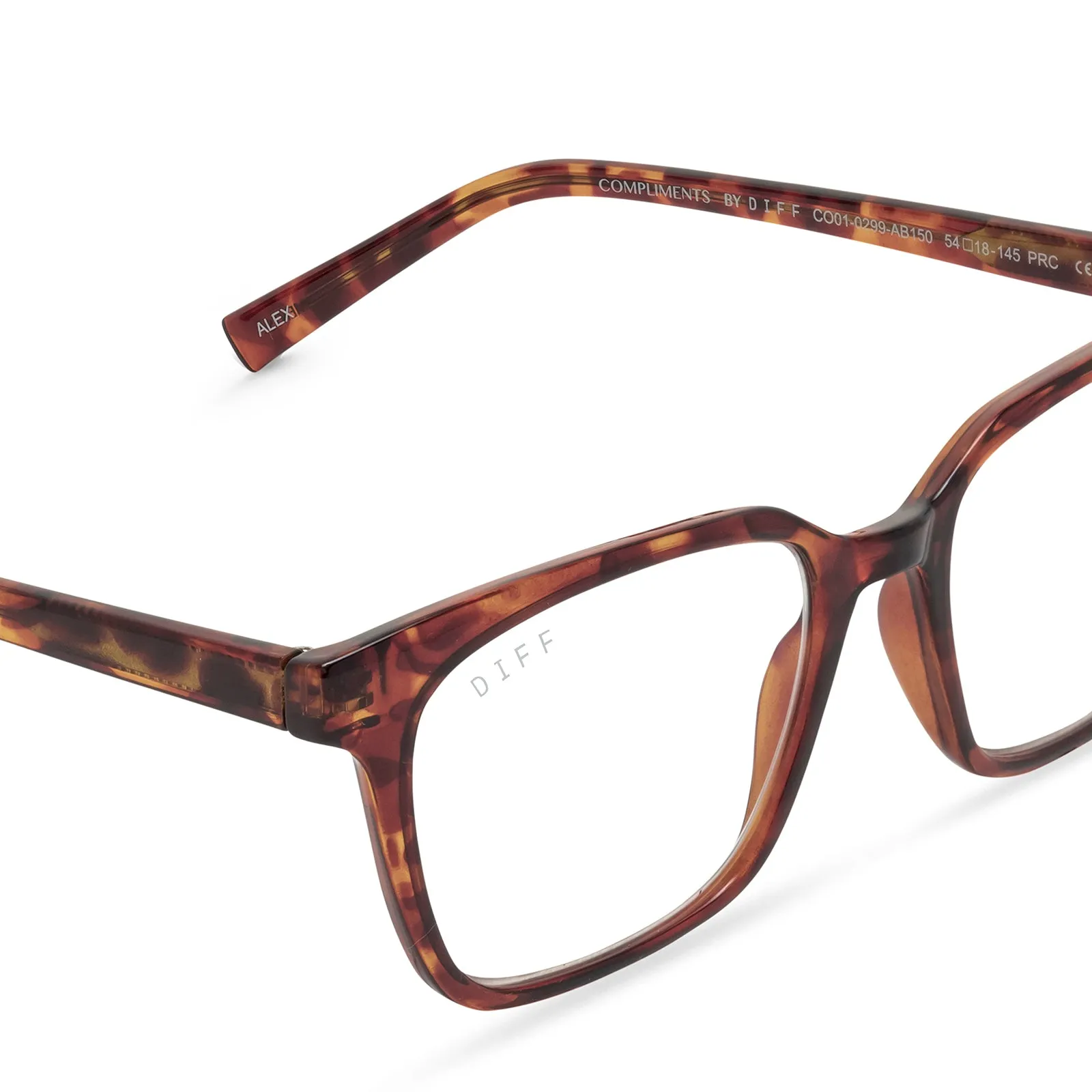 ALEX - AMBER TORTOISE + BLUE LIGHT TECHNOLOGY GLASSES sold by Diff Eyewear product image thumbnail 4