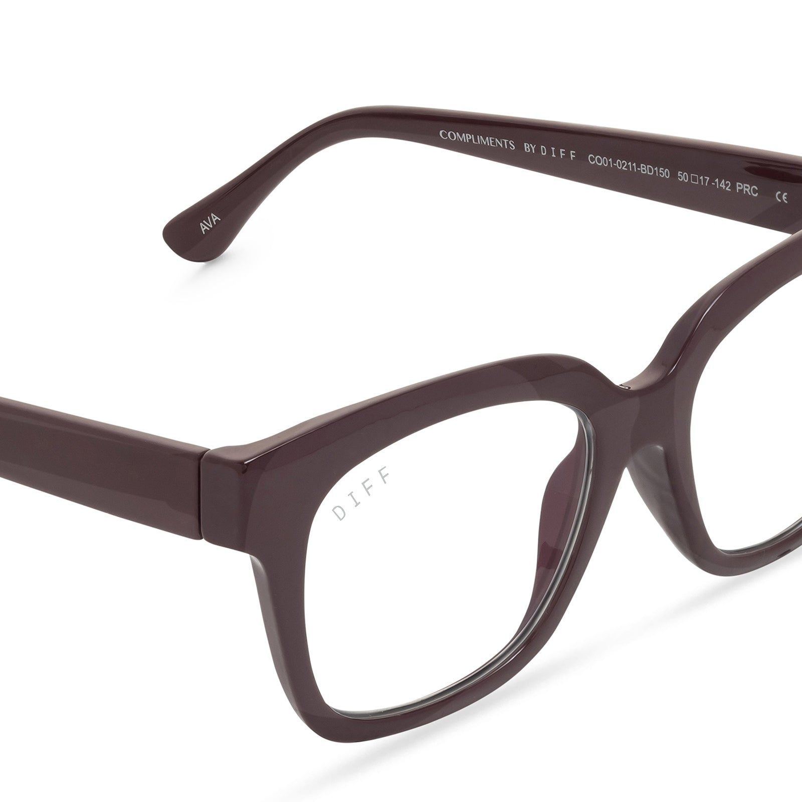 AVA - BURGUNDY + CLEAR GLASSES sold by Diff Eyewear product image thumbnail 4