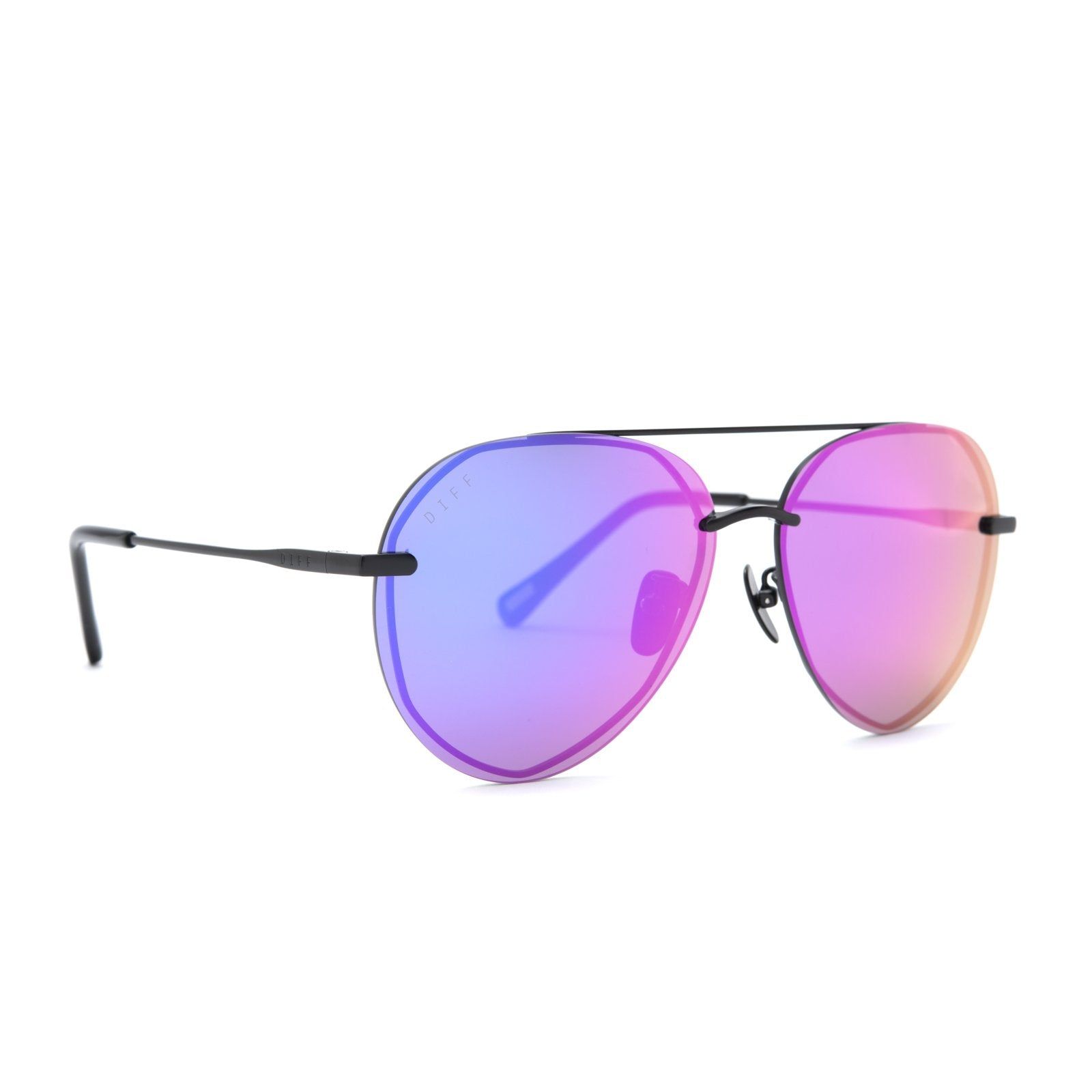 LENOX - MATTE BLACK + PURPLE MIRROR POLARIZED SUNGLASSES sold by Diff Eyewear product image thumbnail 2