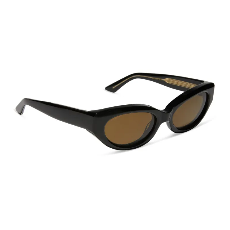 PETRA - BLACK + BROWN + POLARIZED SUNGLASSES made by Diff Eyewear