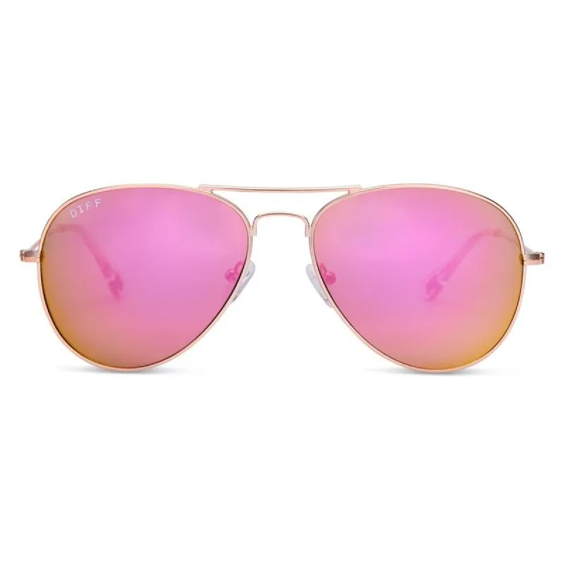 CRUZ - ROSE GOLD + PINK MIRROR SUNGLASSES sold by Diff Eyewear