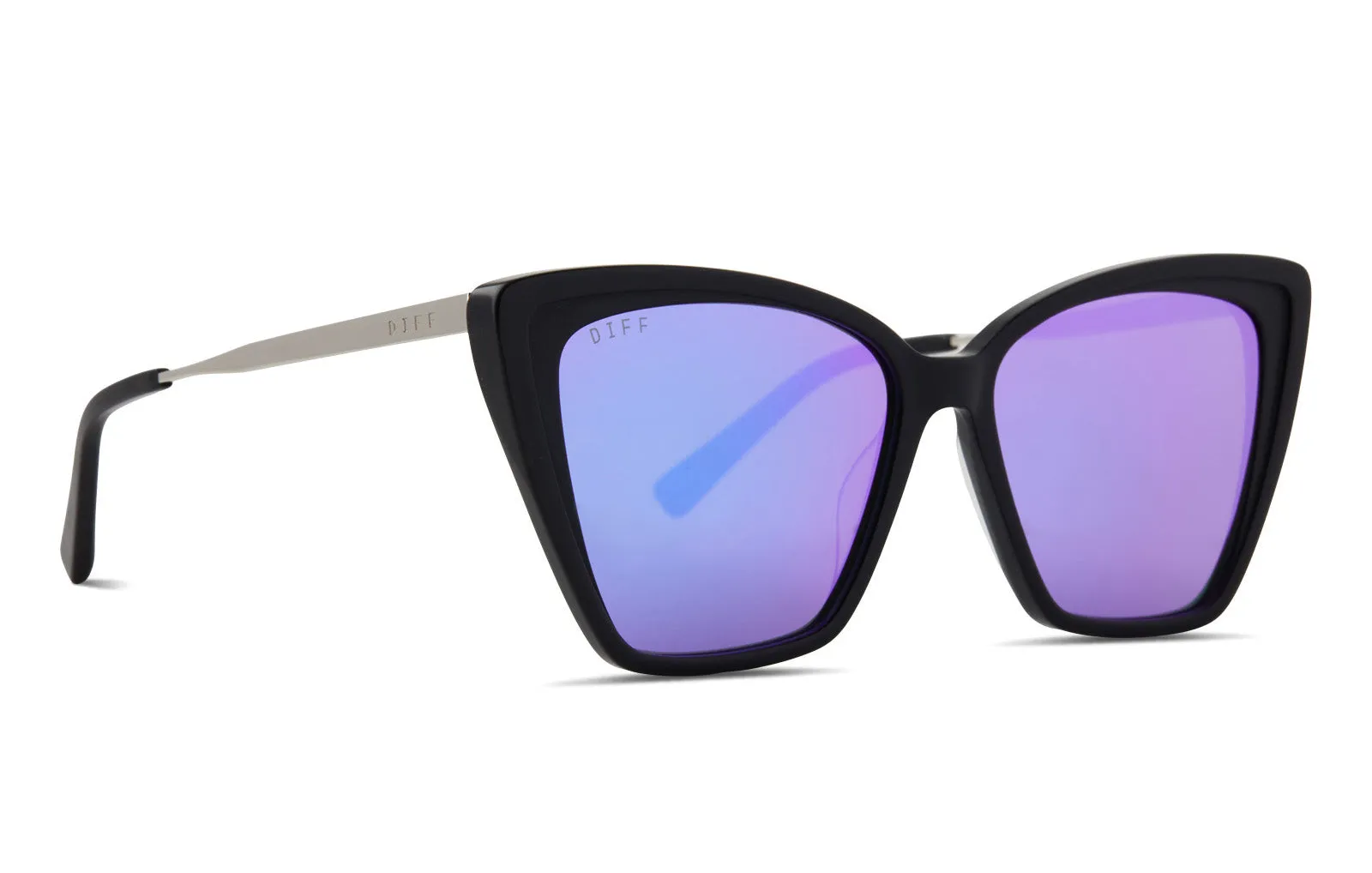 BECKY II - MATTE BLACK + PURPLE MIRROR + POLARIZED SUNGLASSES sold by Diff Eyewear product image thumbnail 2