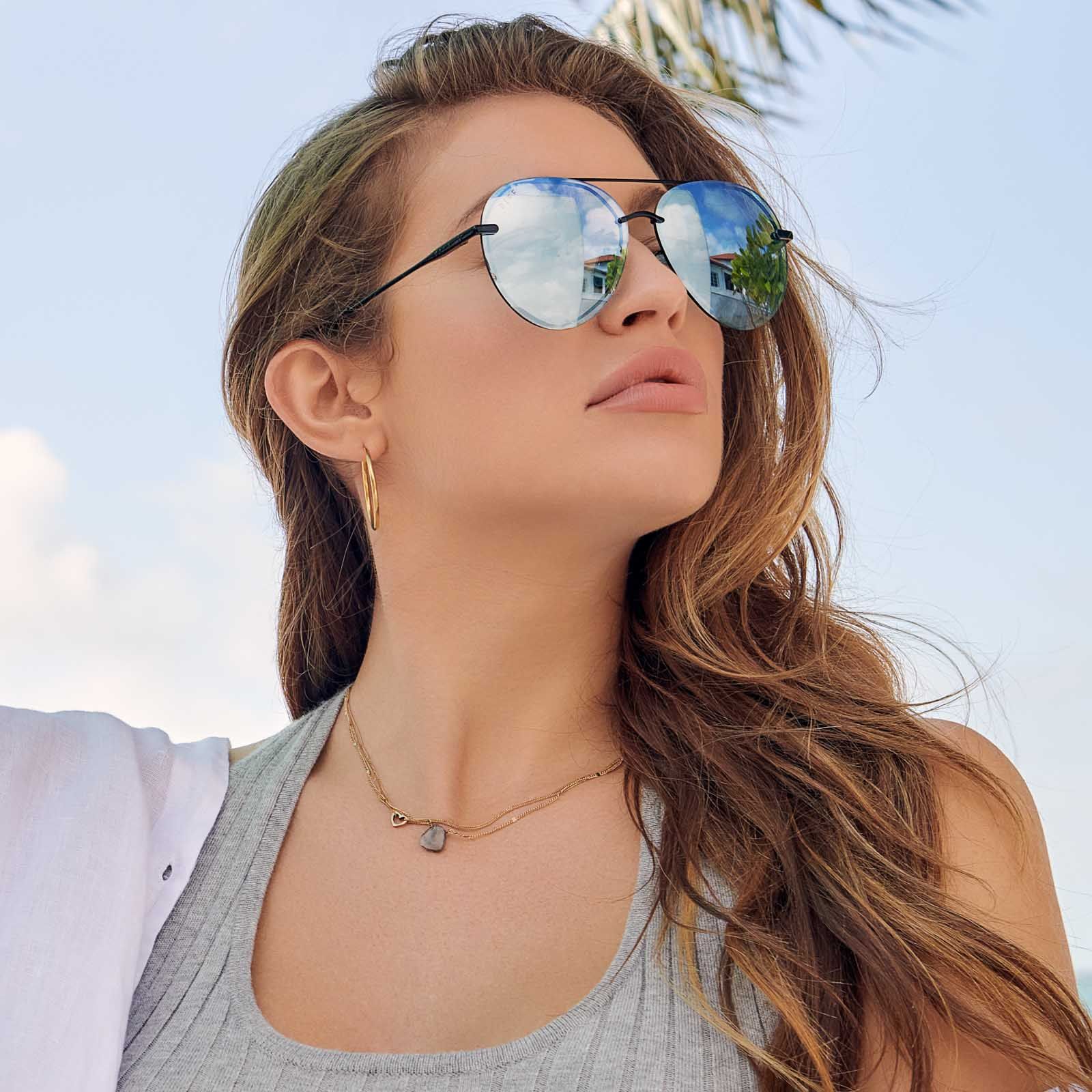 LENOX - BLACK + TURQUOISE MIRROR SUNGLASSES sold by Diff Eyewear product image thumbnail 4