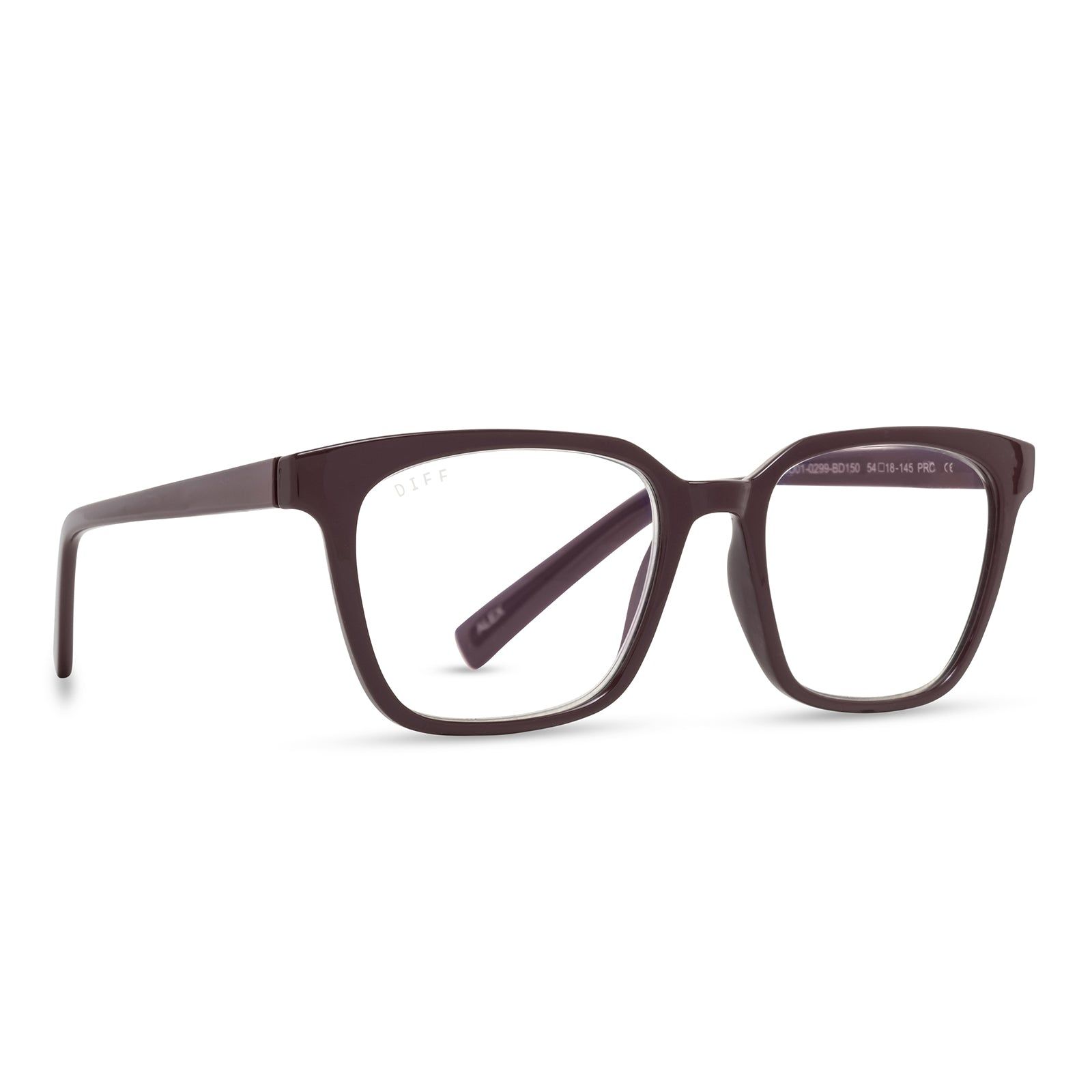 ALEX - BURGUNDY + BLUE LIGHT TECHNOLOGY GLASSES sold by Diff Eyewear product image thumbnail 2