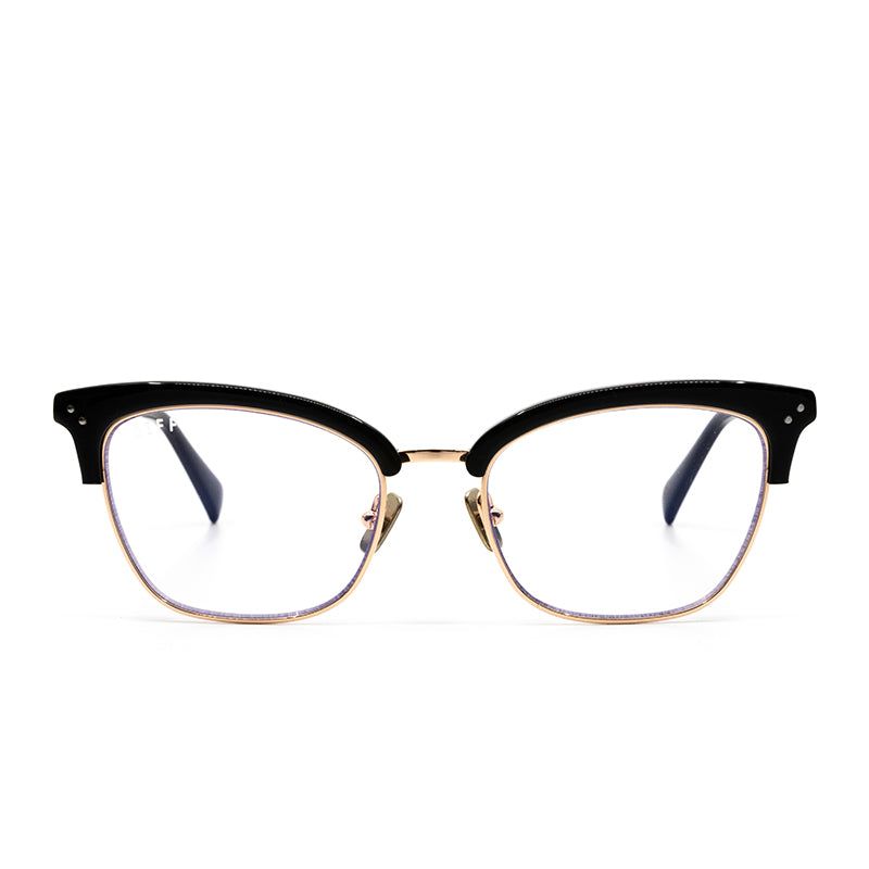 LUCY - GOLD BLACK ACETATE + BLUE LIGHT TECHNOLOGY CLEAR GLASSES sold by Diff Eyewear