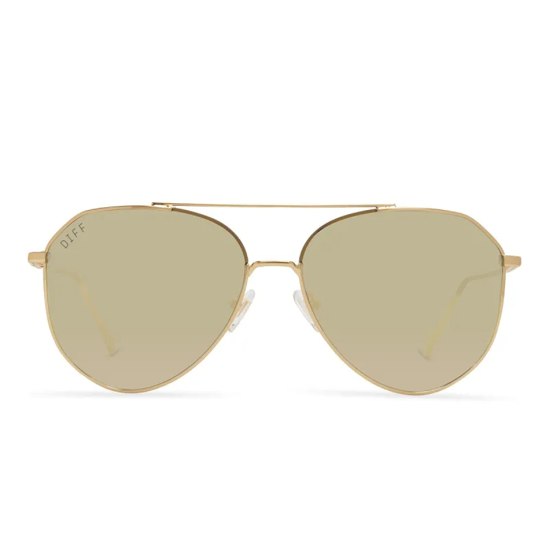 JANE - GOLD + GOLD MIRROR SUNGLASSES sold by Diff Eyewear