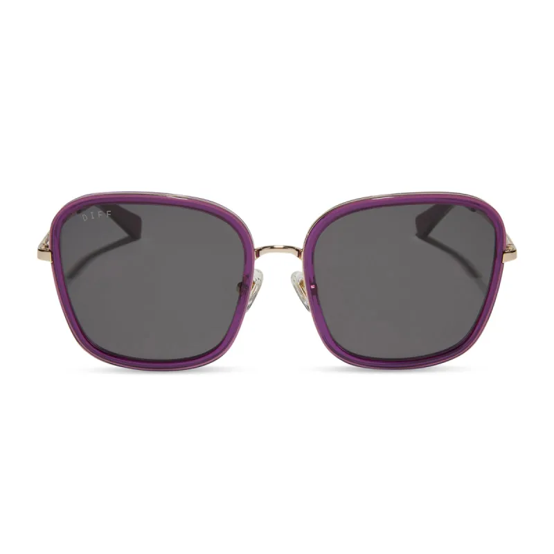 GENEVIVE - POSH PURPLE CRYSTAL + GREY SUNGLASSES sold by Diff Eyewear