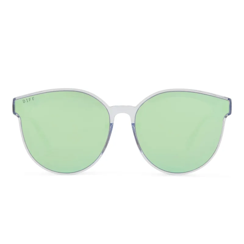 GEMMA - CLEAR CRYSTAL + TEAL MIRROR SUNGLASSES sold by Diff Eyewear